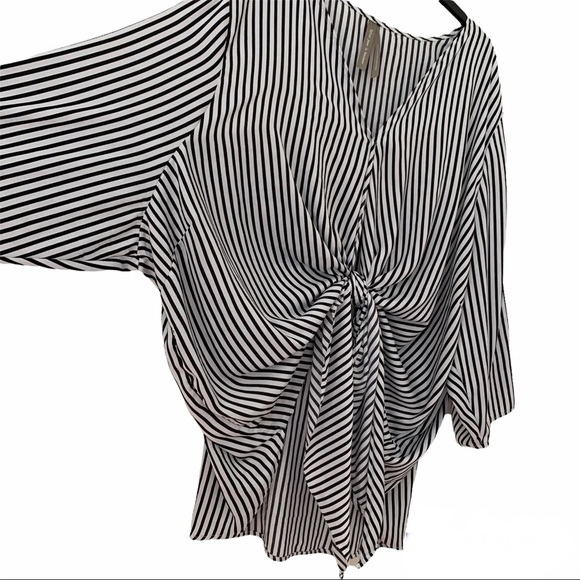 Plus Sized Striped High-Low Blouse Top - Picture 3 of 7